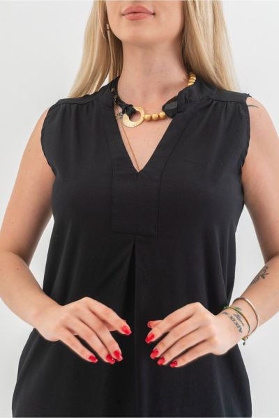 Cepli Yıkanmış Pamuk Likralı Elbise Siyah - 3XL