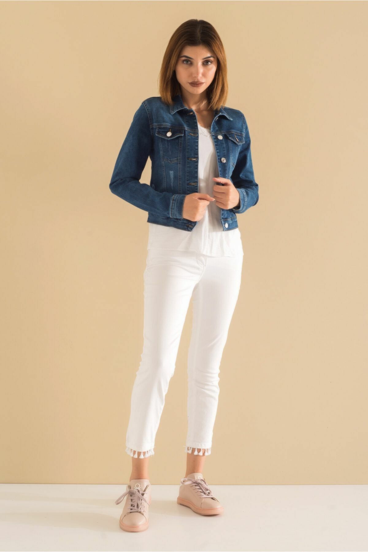 Power Strech Bleach Washing Denim Mont Mavi - 38