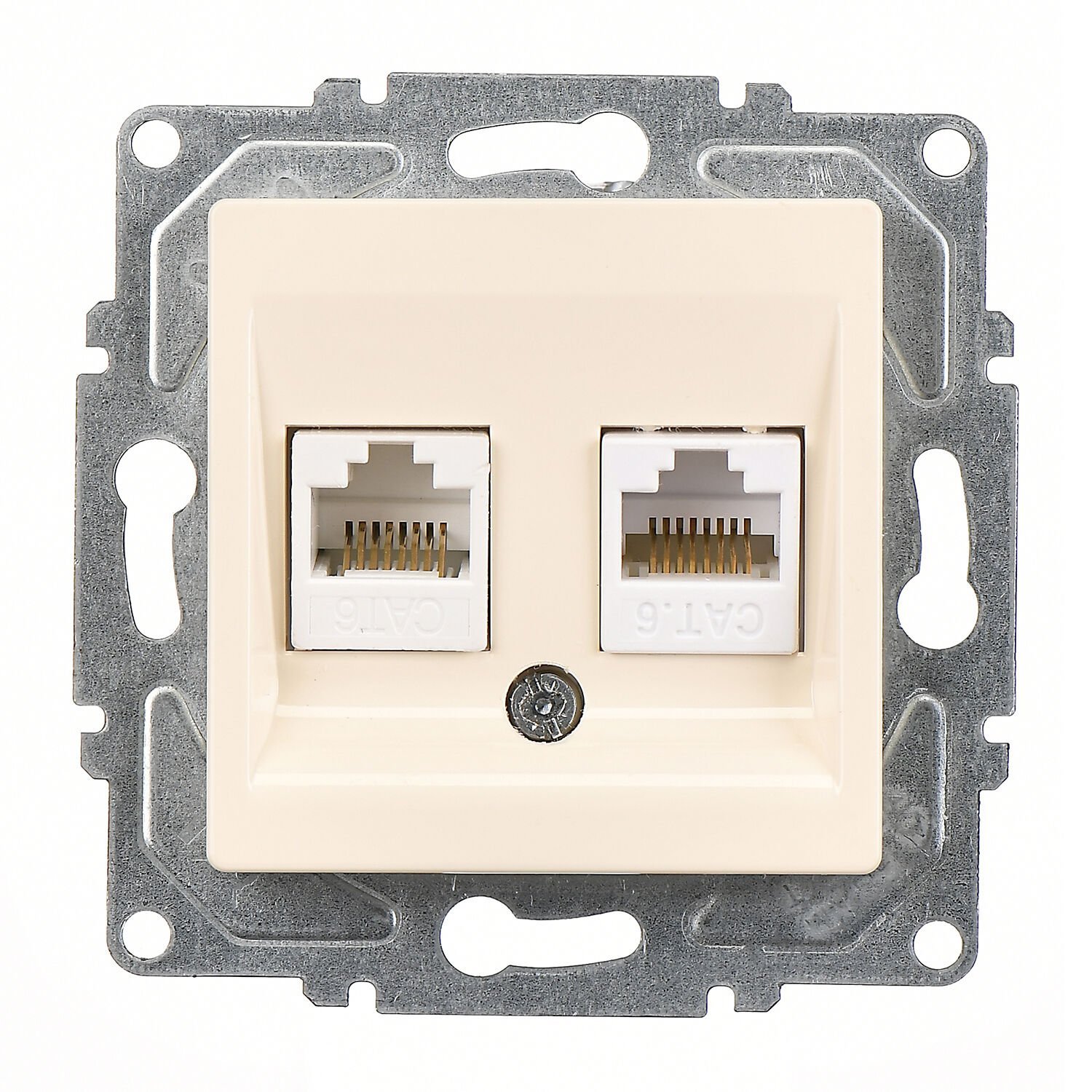 Günsan Eqona Krem Vidalı İkili Data Prizi (2 x RJ45 Cat6)