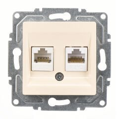Günsan Eqona Krem Vidalı İkili Data Prizi (2 x RJ45 Cat6)