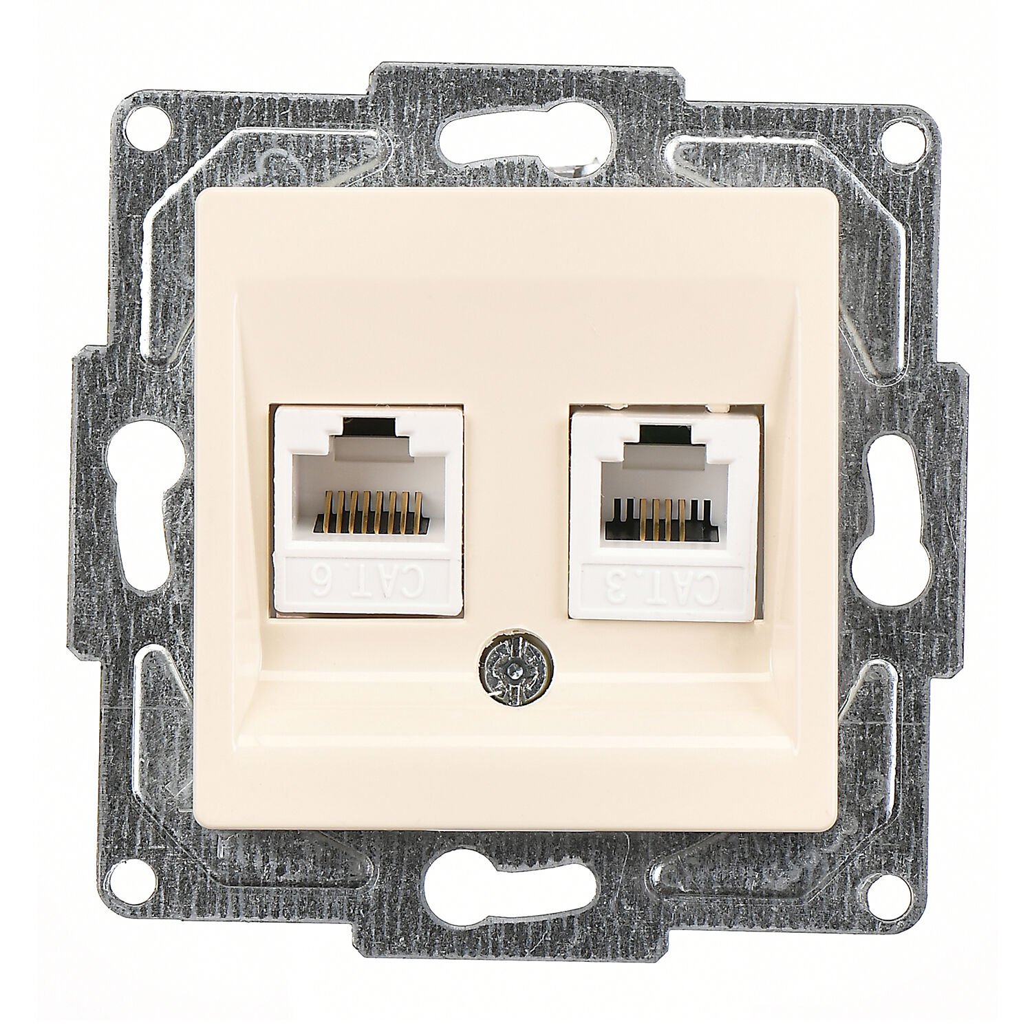 Günsan Eqona Krem Vidalı Data & Nümeris Telefon Prizi (RJ45 Cat6 + Cat3)
