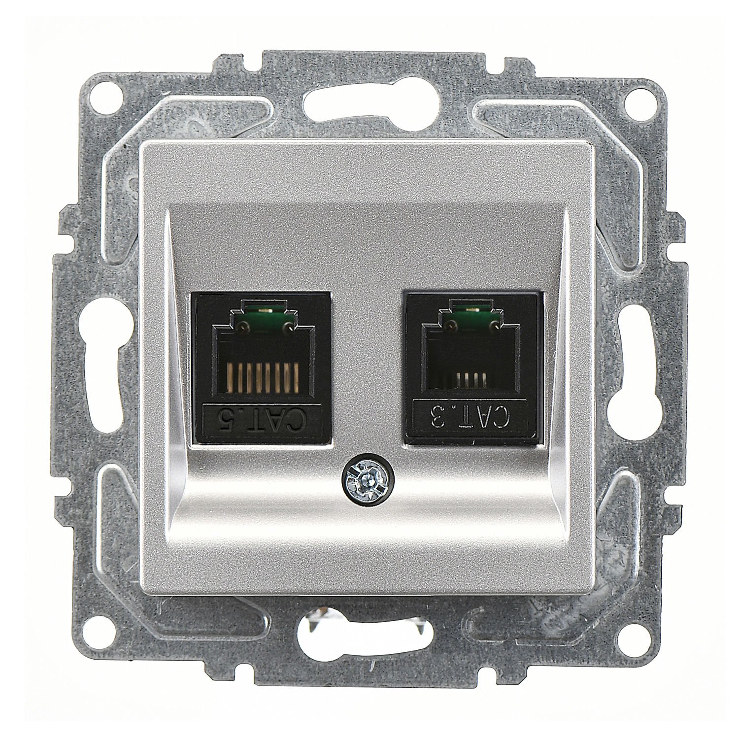 Günsan Eqona Gümüş Vidalı Data & Nümeris Telefon Prizi (RJ45 Cat5E + Cat3)