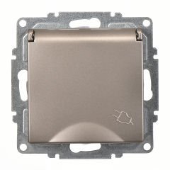 Günsan Visage Mocha Çocuk Korumalı Kapaklı Topraklı Priz - 16A 250V - Klipsli