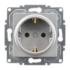 Günsan Eqona Gümüş Topraklı Priz- 16A 250V - Klipsli