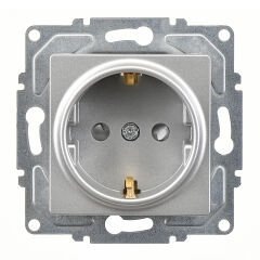 Günsan Eqona Gümüş Çocuk Korumalı Topraklı Priz - 16A 250V - Klipsli