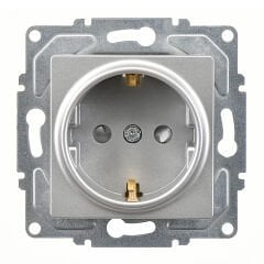 Günsan Eqona Gümüş Çocuk Korumalı Topraklı Priz - 16A 250V - Klipsli