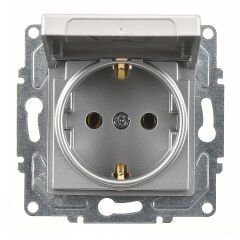 Günsan Eqona Gümüş Kapaklı Topraklı Priz- 16A 250V - Klipsli