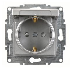 Günsan Eqona Gümüş Çocuk Korumalı Kapaklı Topraklı Priz- 16A 250V - Klipsli