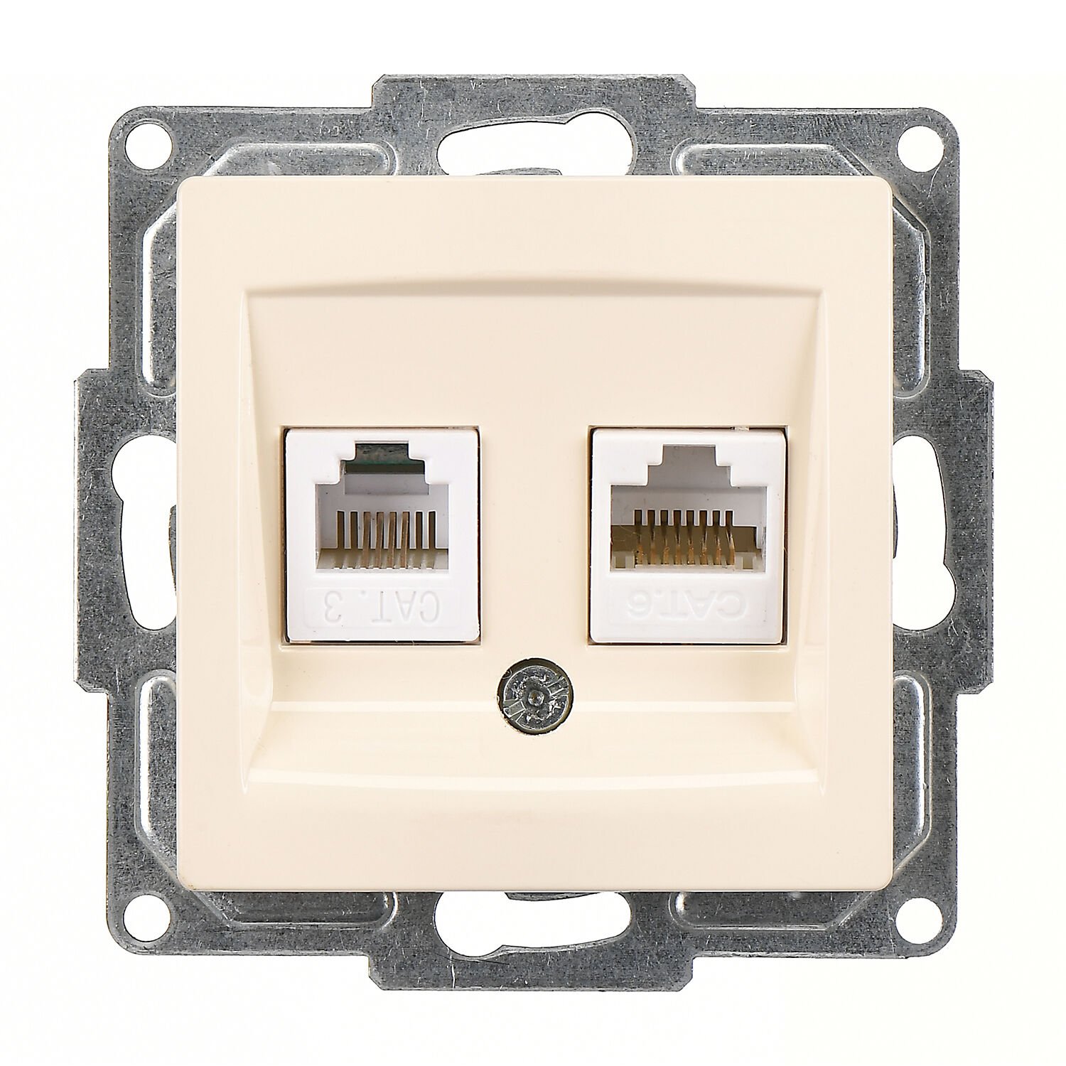 Günsan Visage Krem Data + Nümeris Telefon Prizi (RJ45 Cat6 + Cat3) Mekanizma