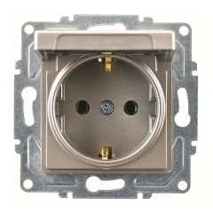 Günsan Eqona Metalik Bej Kapaklı Topraklı Priz- 16A 250V - Vidalı