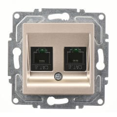 Günsan Eqona Metalik Bej Vidalı İkili Data Prizi (2 x RJ45 Cat6)