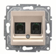 Günsan Eqona Metalik Bej Vidalı İkili Data Prizi (2 x RJ45 Cat6)