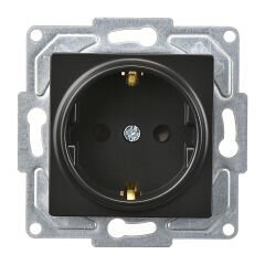 Günsan Eqona Metalik Siyah Çocuk Korumalı Topraklı Priz- 16A 250V - Vidalı