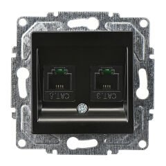 Günsan Eqona Metalik Siyah Vidalı İkili Data Prizi (2 x RJ45 Cat6)