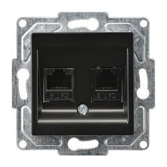 Günsan Eqona Metalik Siyah Vidalı Data & Nümeris Telefon Prizi (RJ45 Cat6 + Cat3)