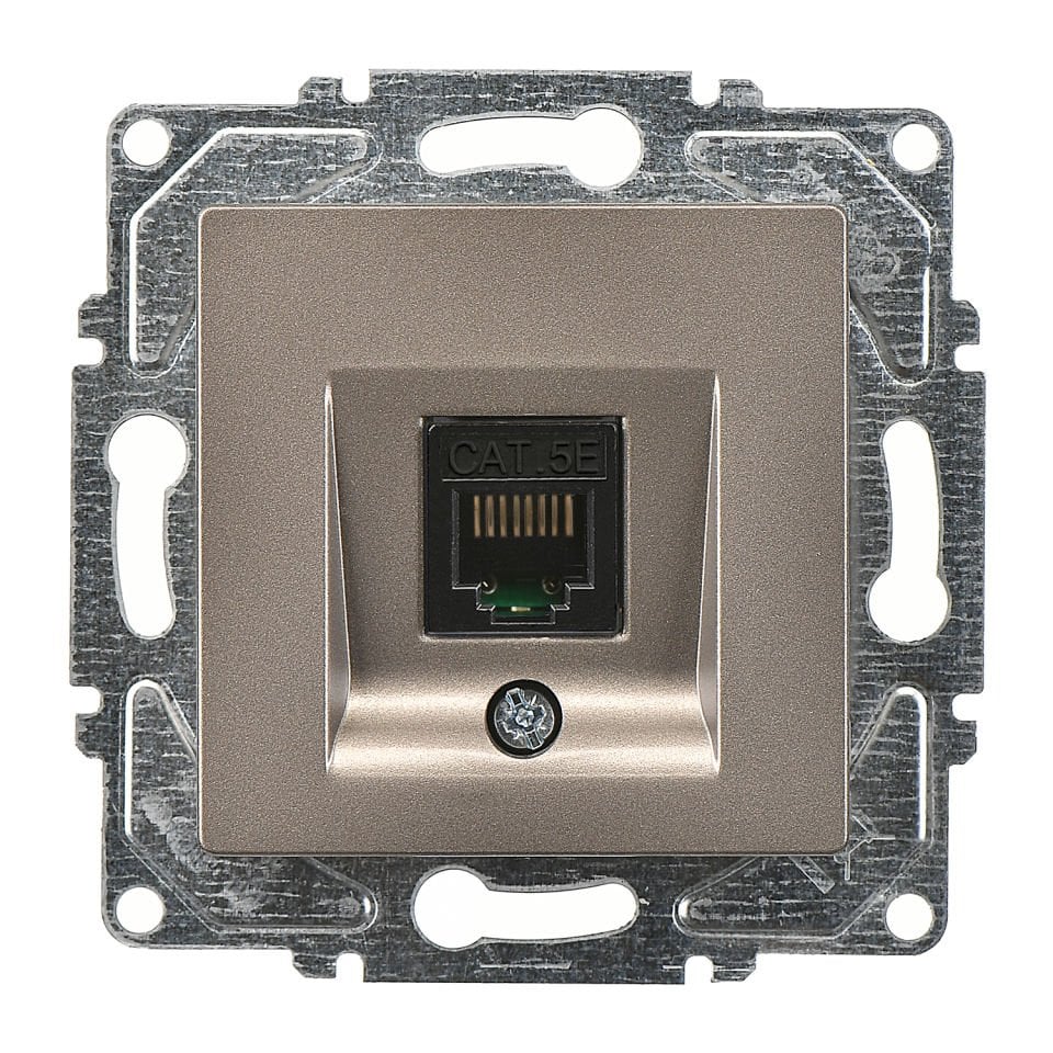 Günsan Eqona Mocha Vidalı Tekli Data Prizi (RJ45 Cat5E)