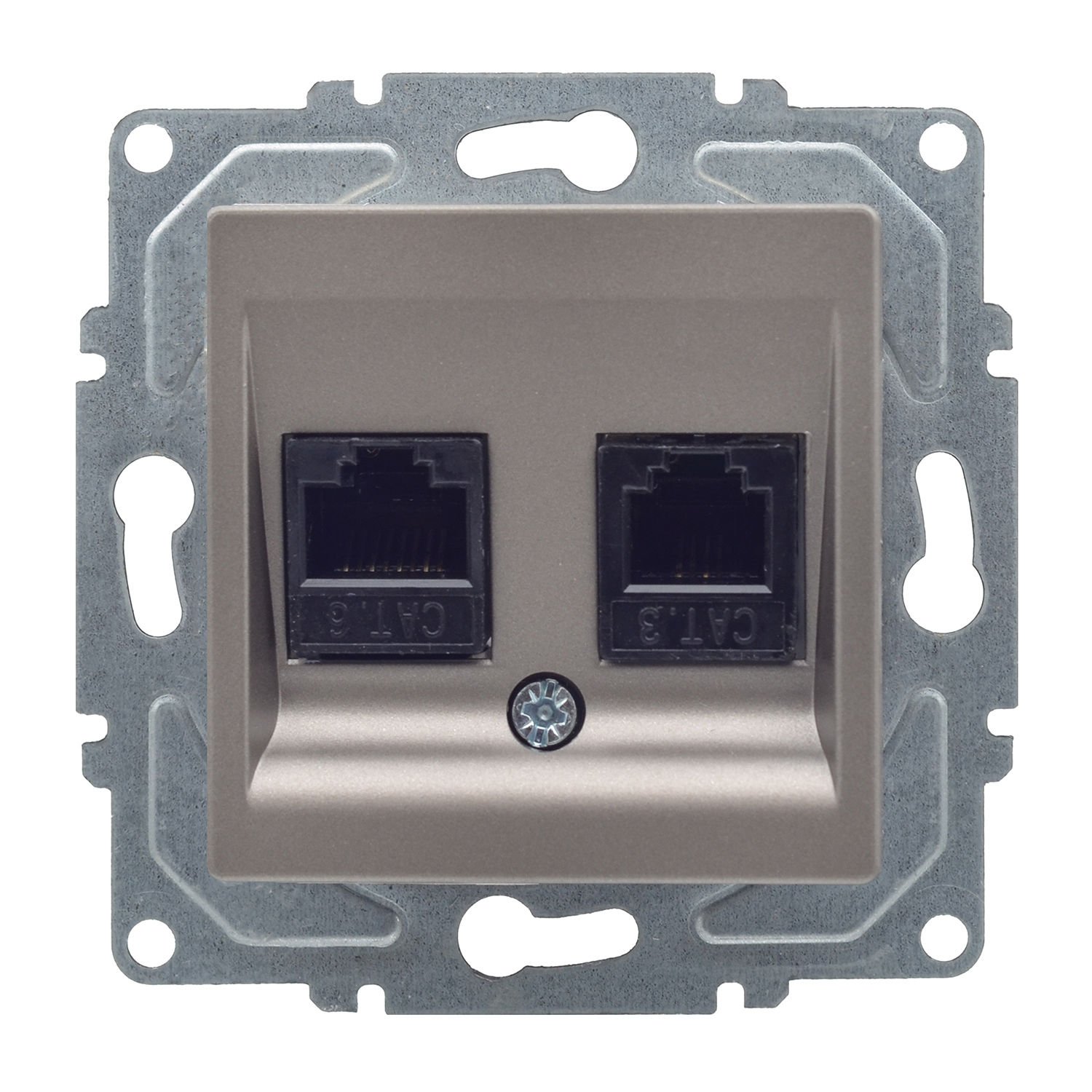 Günsan Eqona Mocha Vidalı Data & Nümeris Telefon Prizi (RJ45 Cat5E + Cat3)