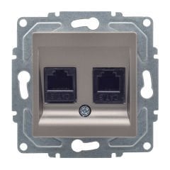 Günsan Eqona Mocha Vidalı Data & Nümeris Telefon Prizi (RJ45 Cat5E + Cat3)