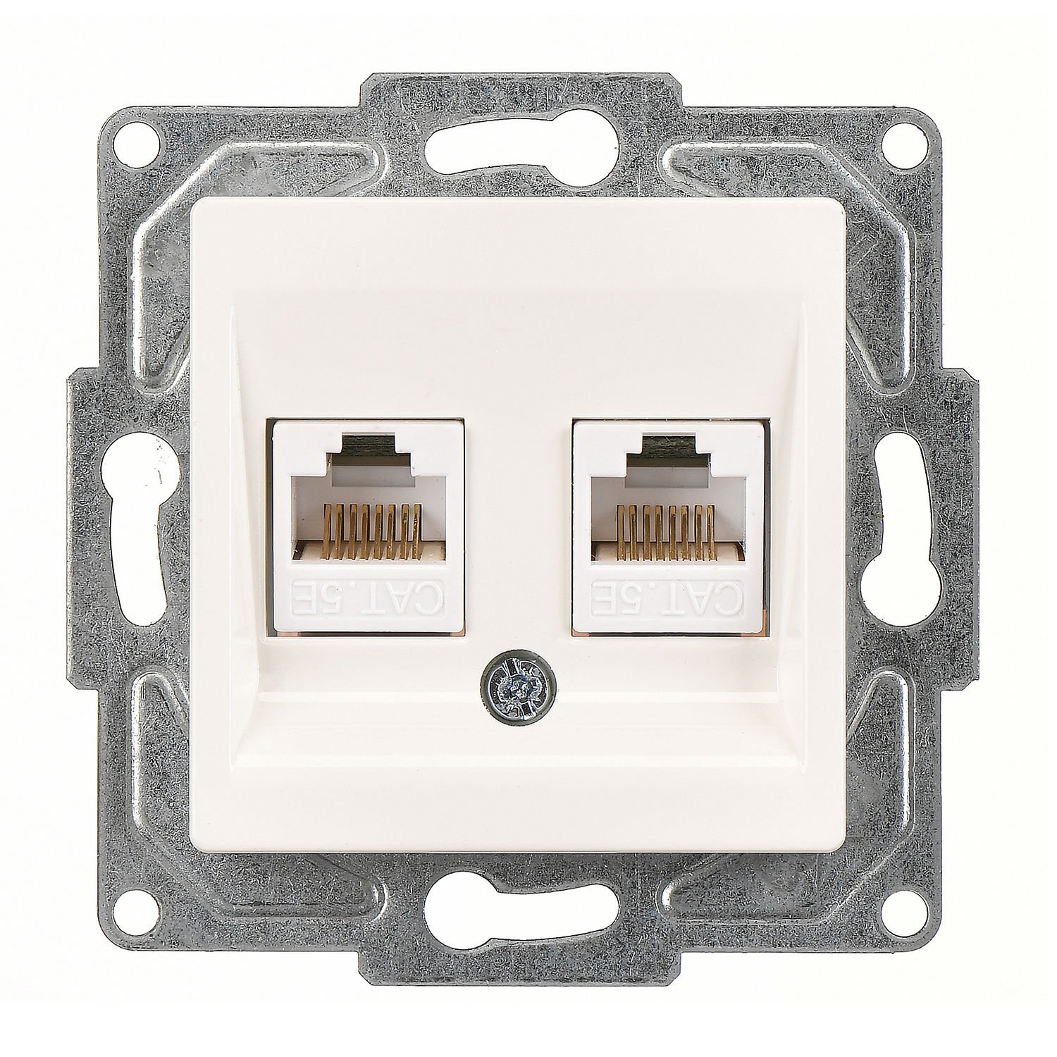Günsan Eqona Fildişi Beyazı Vidalı İkili Data Prizi (2 x RJ45 Cat5E)