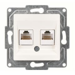 Günsan Eqona Fildişi Beyazı Vidalı İkili Data Prizi (2 x RJ45 Cat5E)