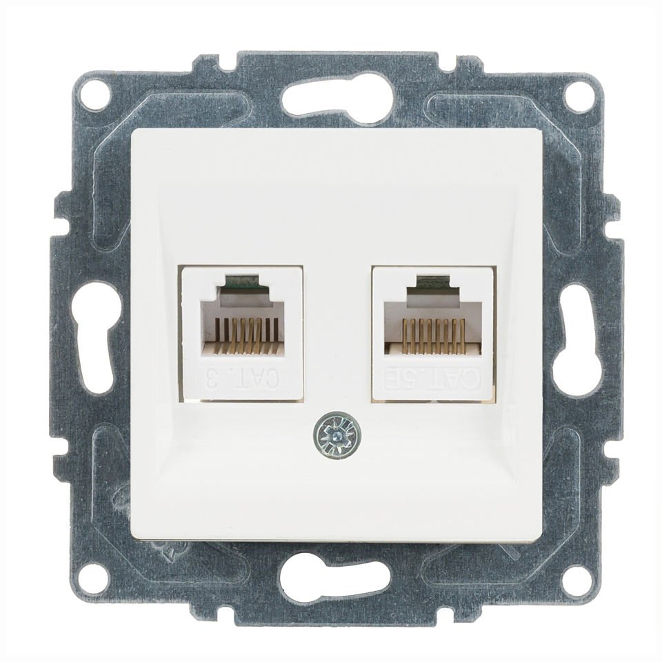 Günsan Eqona Beyaz Vidalı Data & Nümeris Telefon Prizi (RJ45 Cat5E + Cat3)