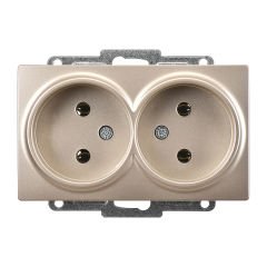 Günsan Visage Metalik Bej İkili Priz- 16A 250V - Vidalı