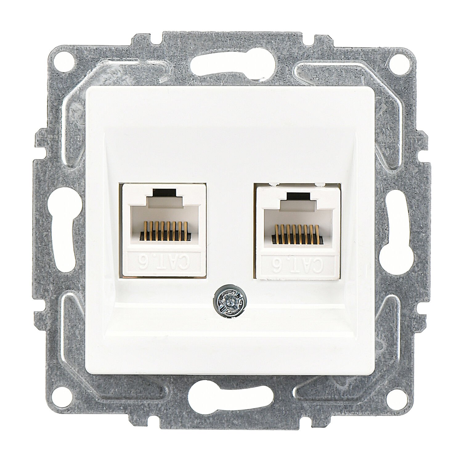 Günsan Eqona Beyaz Vidalı İkili Data Prizi (2 x RJ45 Cat6)