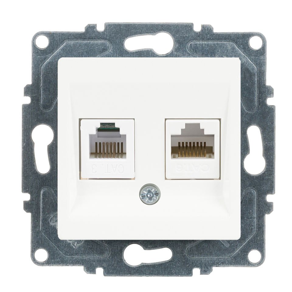 Günsan Eqona Beyaz Vidalı Data & Nümeris Telefon Prizi (RJ45 Cat6 + Cat3)
