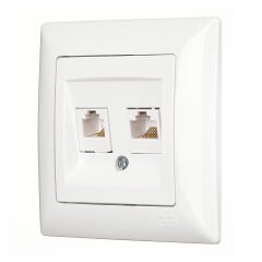 Günsan Visage Beyaz Data + Nümeris Telefon Prizi (RJ45 Cat5E + Cat3)