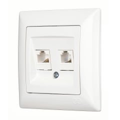 Günsan Visage Beyaz Data + Nümeris Telefon Prizi (RJ45 Cat6 + Cat3)