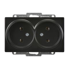 Günsan Visage Metalik Siyah İkili Priz- 16A 250V - Vidalı