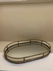 Antik Aynalı Oval Tepsi