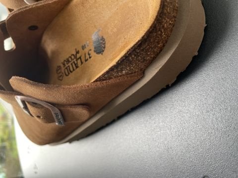 Land of Cork Anatomik Doğal Mantar Taban Büyük Toka Hakiki Süet Deri Terlik