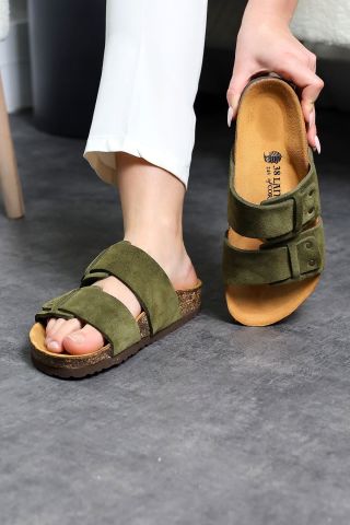 Land of Cork Anatomik Unisex Doğal Mantar Taban Hakiki Deri Terlik