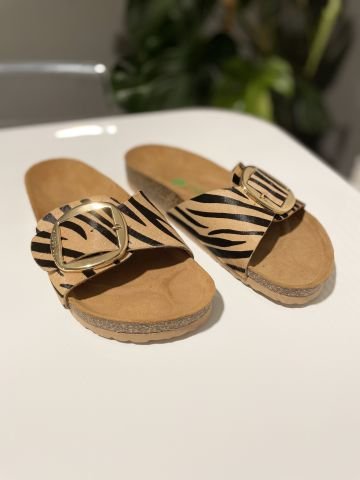 Land of Cork mantar taban zebra desen deri terlik
