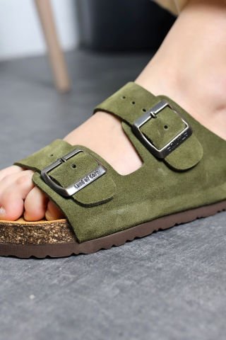 Land of Cork Anatomik Unisex Doğal Mantar Taban Hakiki Süet Deri Terlik