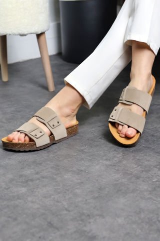 Land of Cork mantar taban taupe  deri terlik