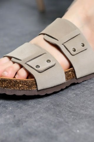 Land of Cork mantar taban taupe  deri terlik