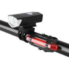 AQY 300 Lümen Usb Şarjlı Bisiklet Ön Arka Far Stop Işık Seti