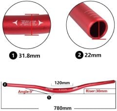 Wake Riser 780 mm Aluminyum Geniş Renkli Bisiklet Gidonu