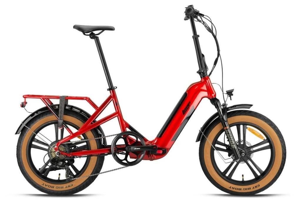2025 Loop Coaster 20 Kolon Elektrikli Katlanır Bisiklet Fat Bike Kırmızı