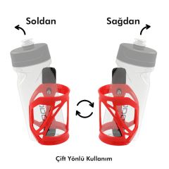 Impact T-SIDE Sağ/Sol Ayarlı Plastik Suluk Matara Kafesi Kırmızı