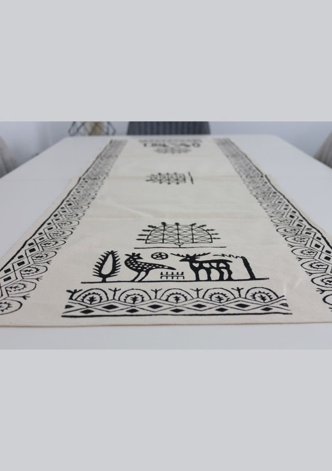 Traditional Wooden Hand Printed Hittite Pattern Runner