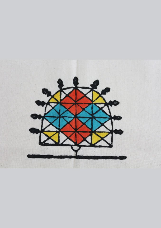 Traditional Hand Printed Hittite Pattern Rectangle Table Cloth Colorful