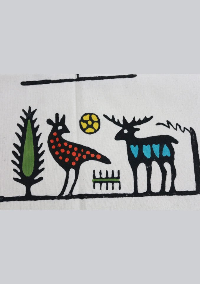 Traditional Hand Printed Hittite Pattern Rectangle Table Cloth Colorful