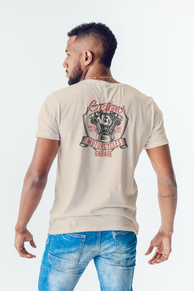 Oversize Baskılı Bej Tişört Custom