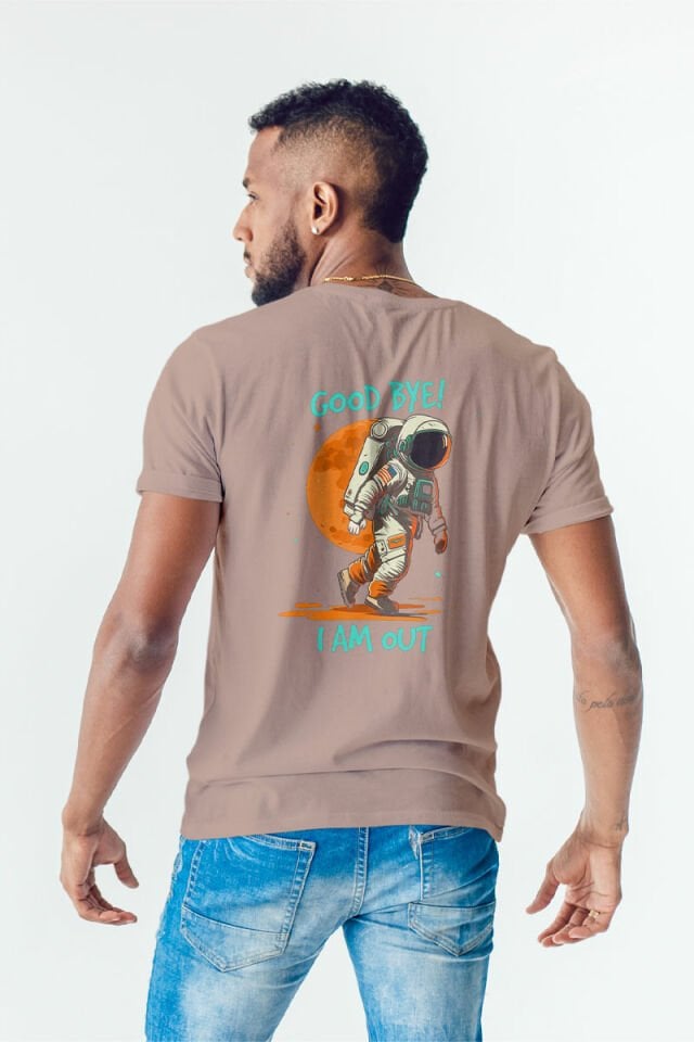 Oversize Printed Dark Beige T-Shirt Good Bye