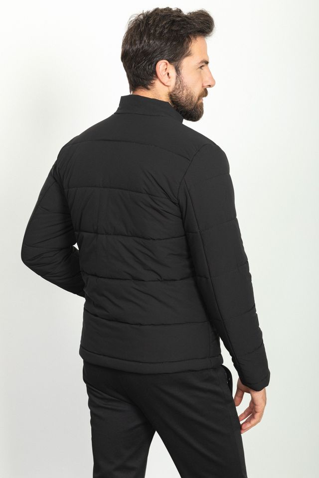 Double Sided Black Color Slim Fit Rugged Collar Inflatable Men's Coat