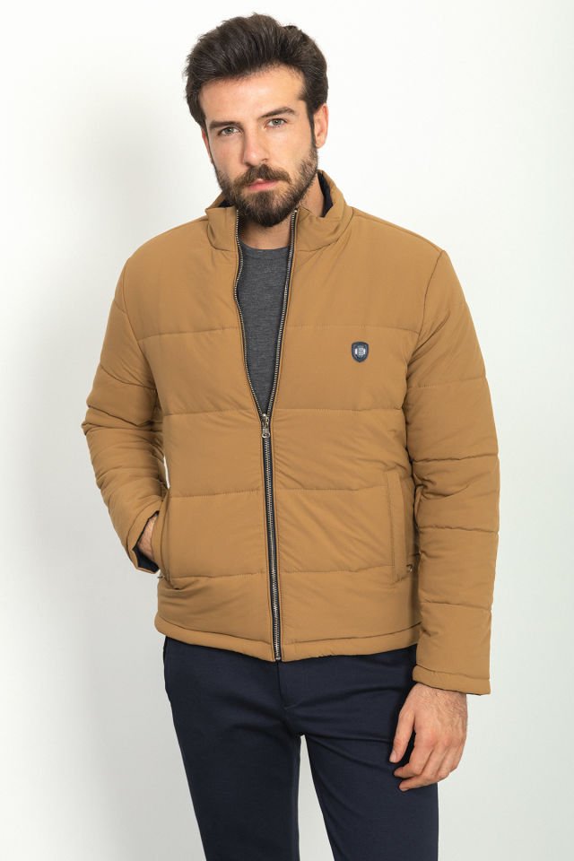 Двустороннее надувное мужское пальто Camel Color Slim Fit с прочным воротником