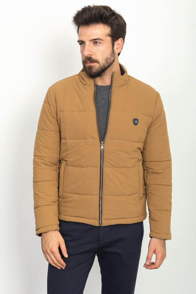 Двустороннее надувное мужское пальто Camel Color Slim Fit с прочным воротником